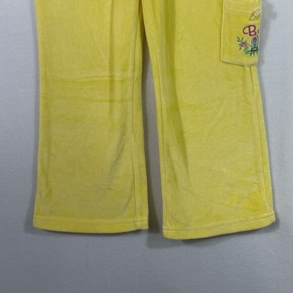 Vintage Y2K Yellow Wide Leg Walt Disney Princess Belle Velour Pants Girls Size 6 - Picture 8 of 10